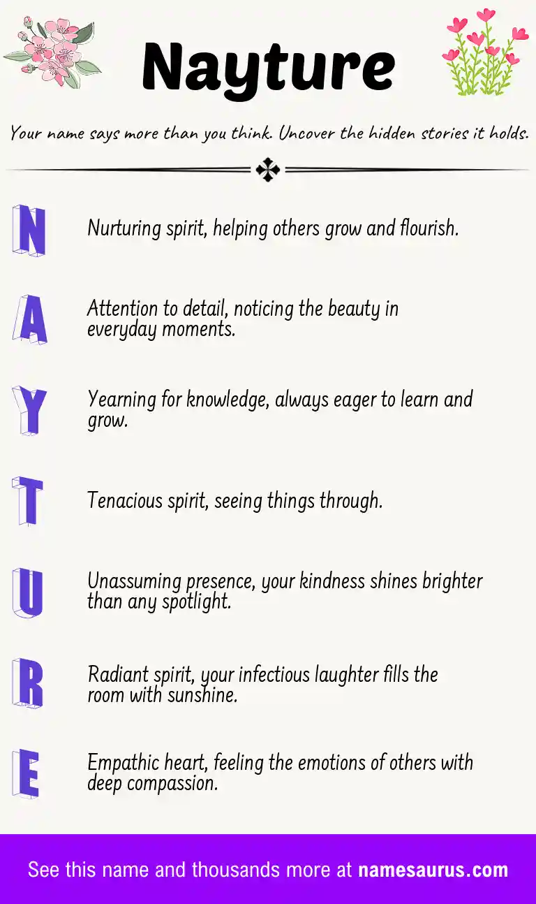Acrostic poem about Nayture.