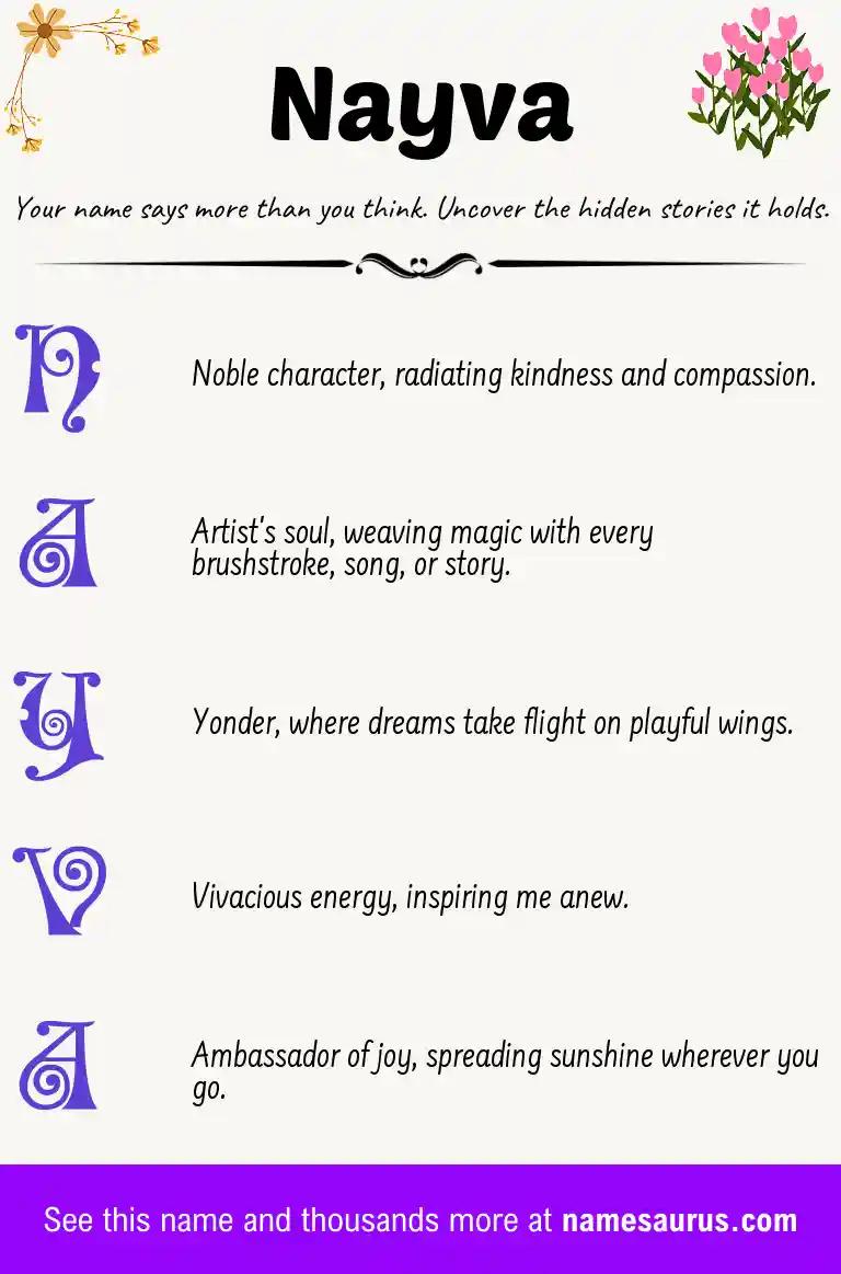 Acrostic poem about Nayva.
