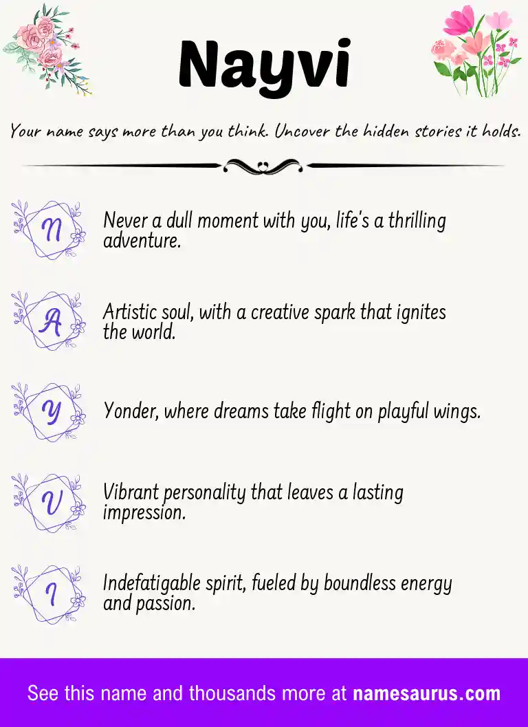 Acrostic poem about Nayvi.