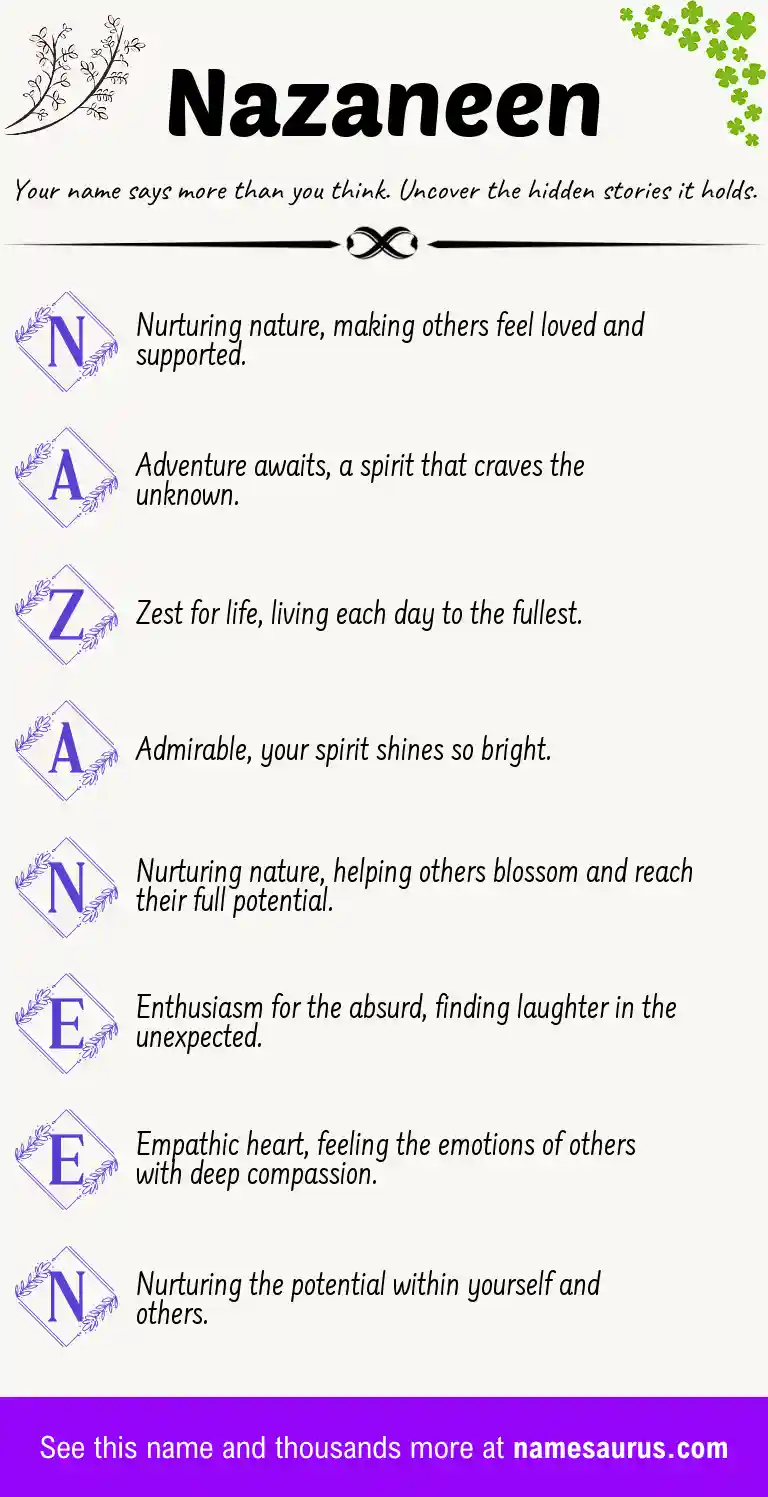 Acrostic poem about Nazaneen.