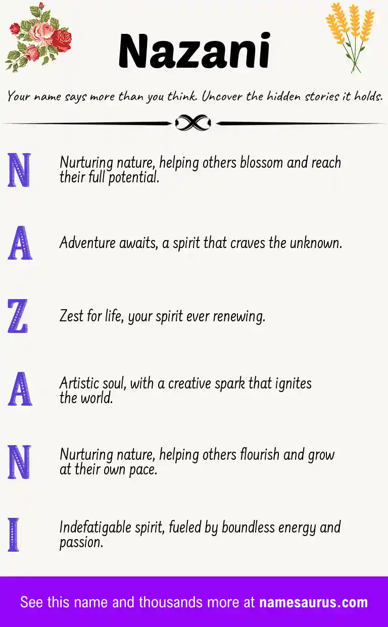 Acrostic poem about Nazani.