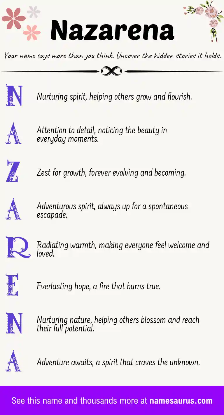 Acrostic poem about Nazarena.
