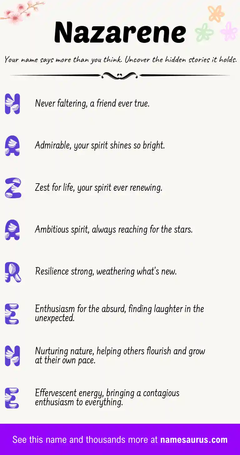 Acrostic poem about Nazarene.