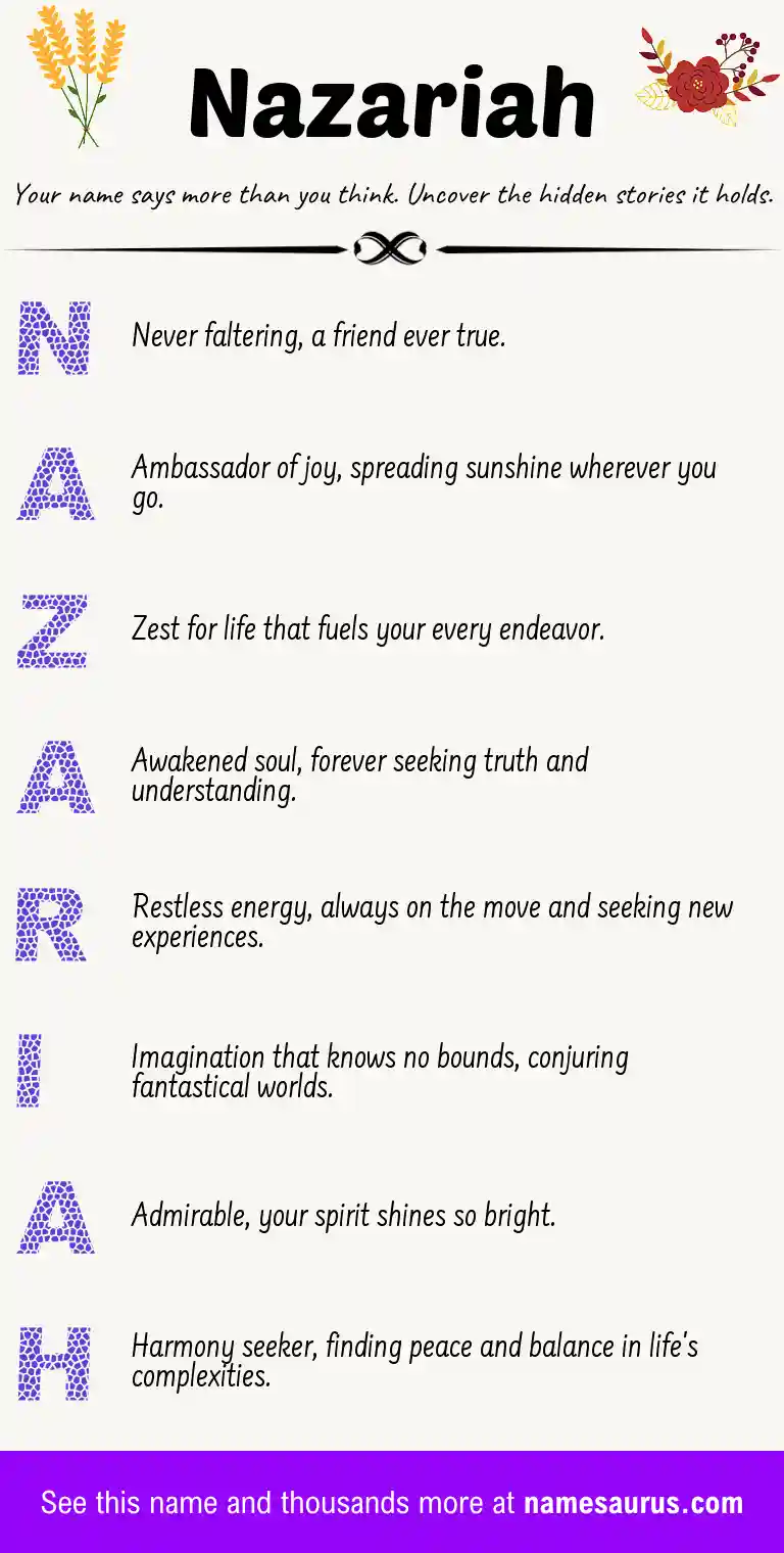 Acrostic poem about Nazariah.