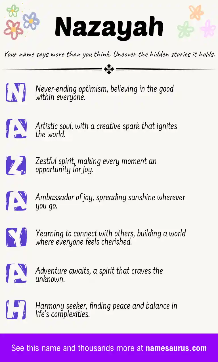 Acrostic poem about Nazayah.
