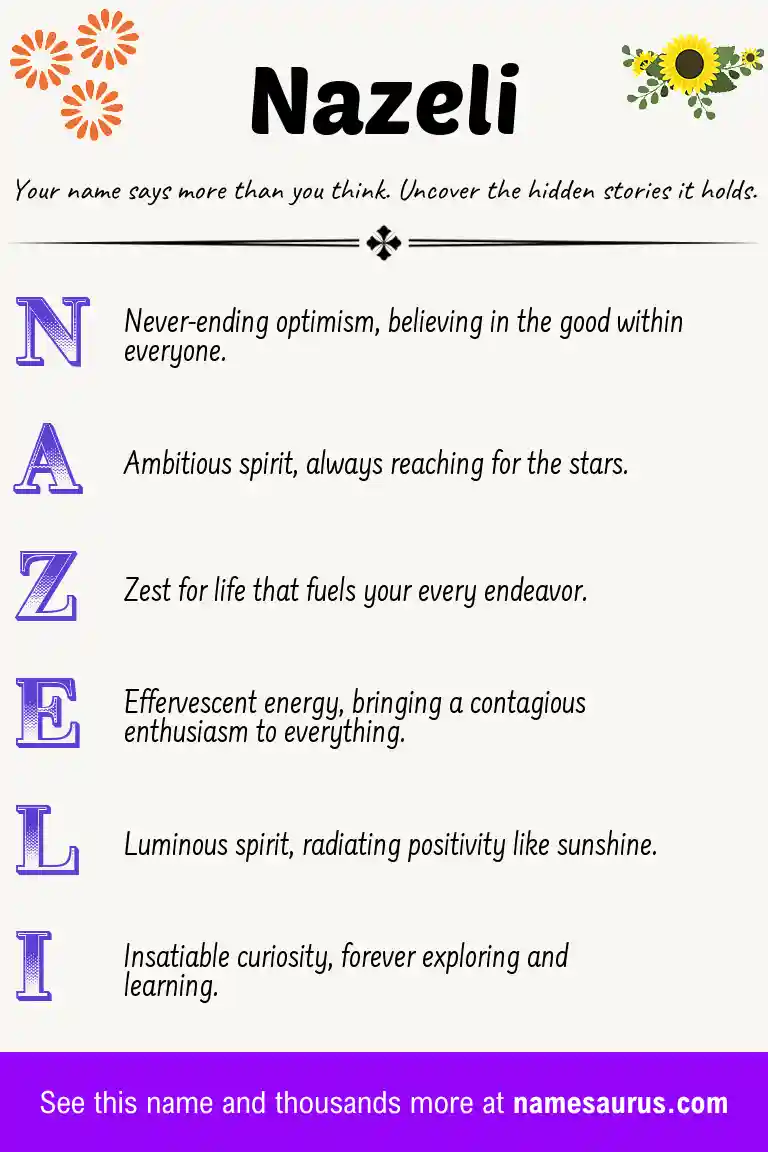 Acrostic poem about Nazeli.
