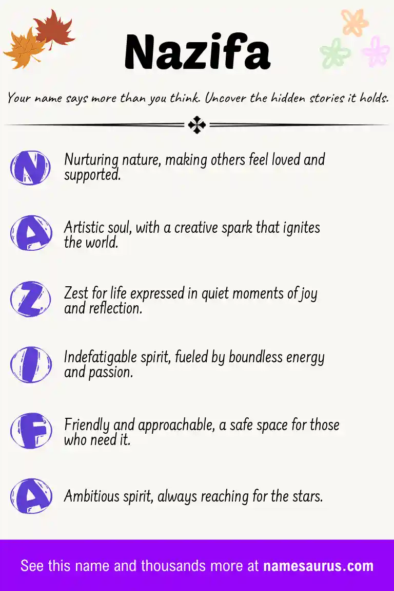 Acrostic poem about Nazifa.