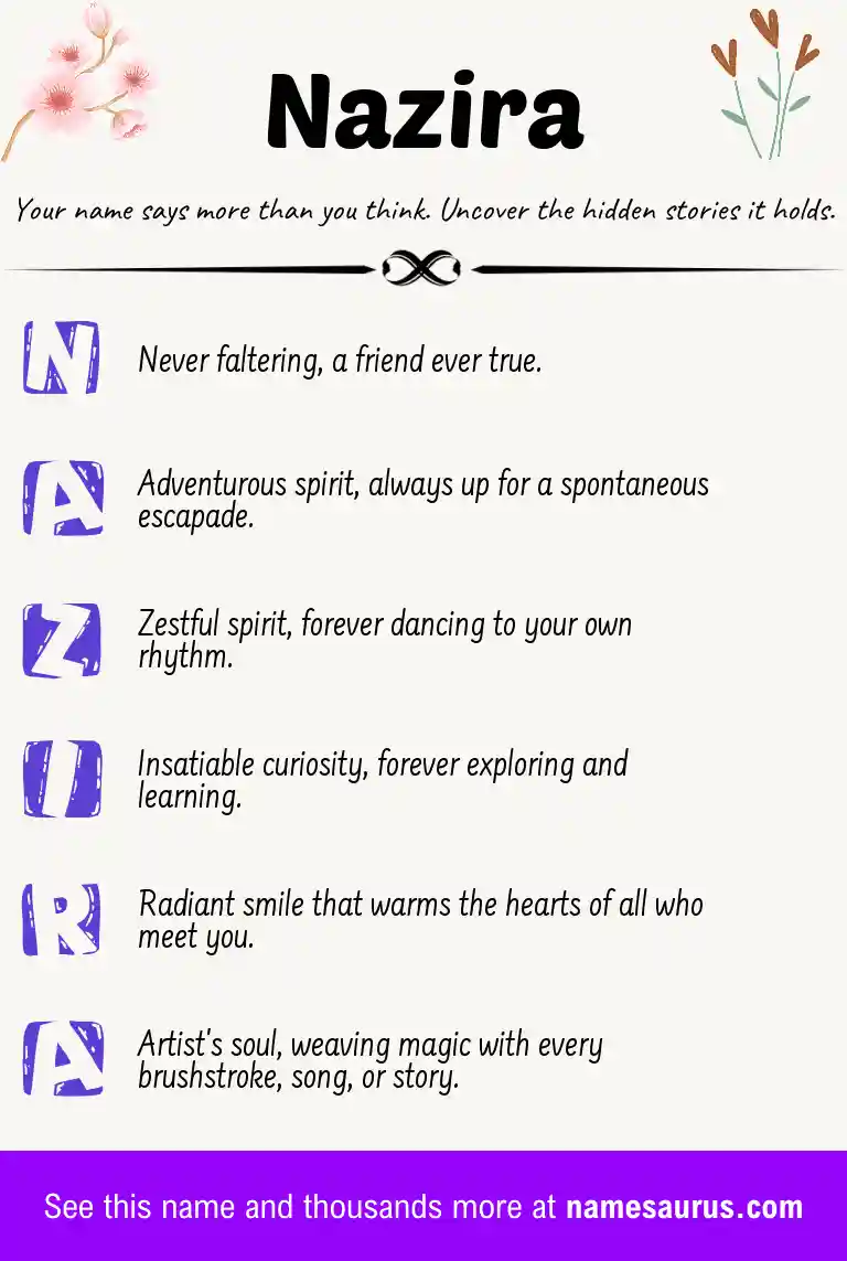 Acrostic poem about Nazira.
