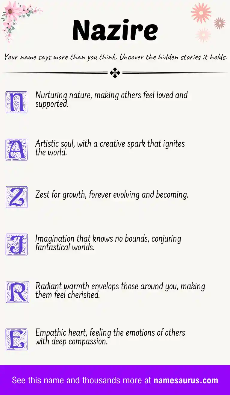 Acrostic poem about Nazire.