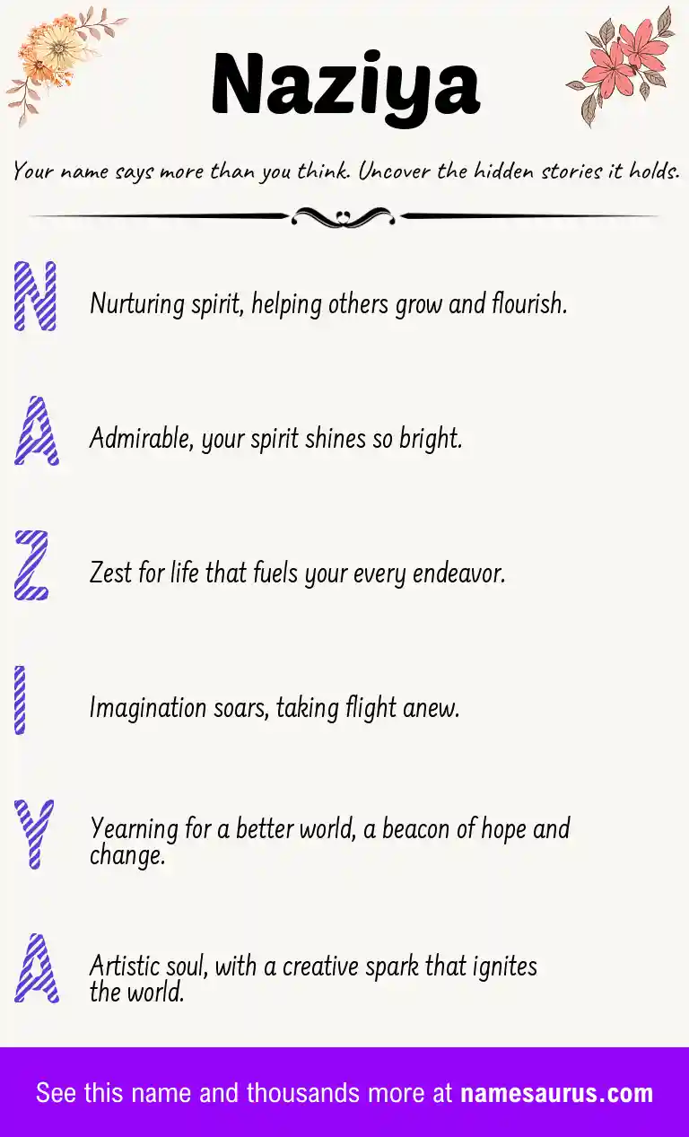 Acrostic poem about Naziya.