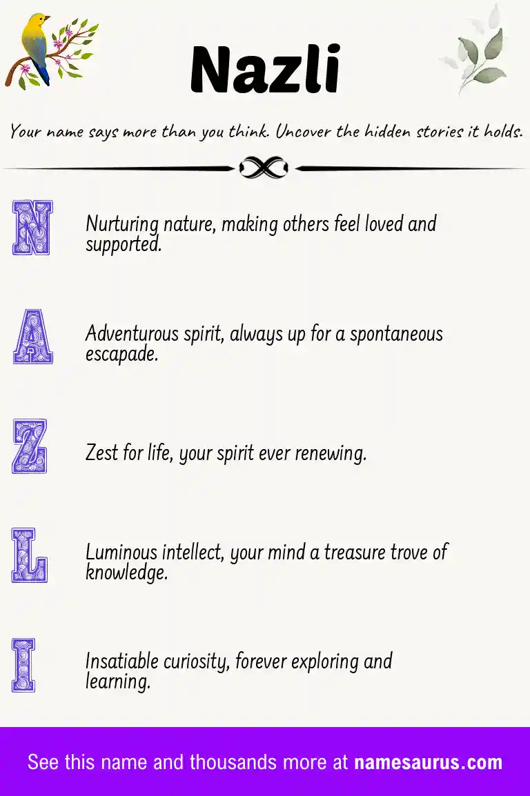 Acrostic poem about Nazli.