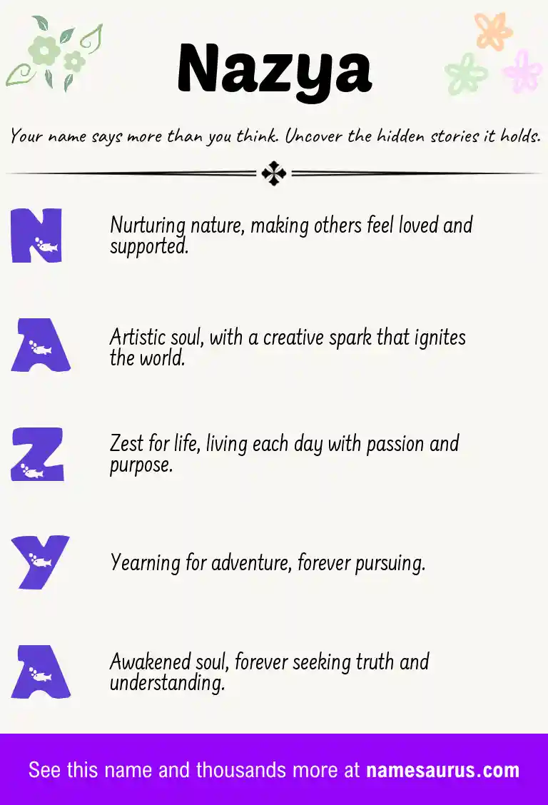 Acrostic poem about Nazya.
