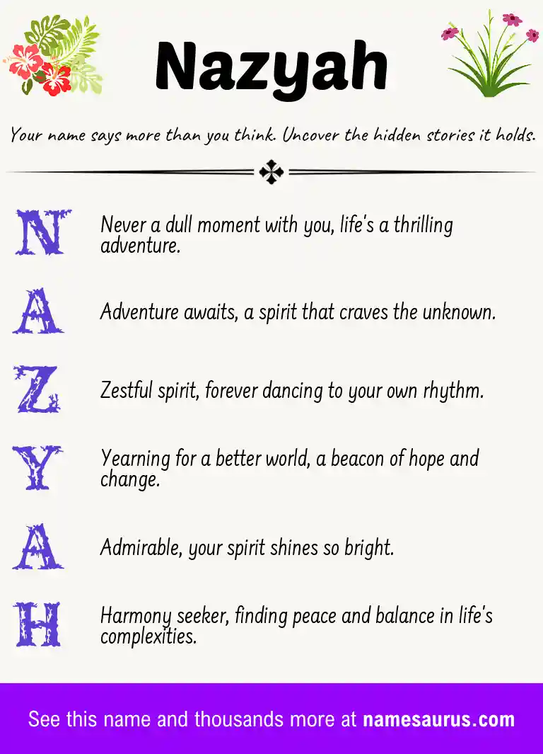 Acrostic poem about Nazyah.