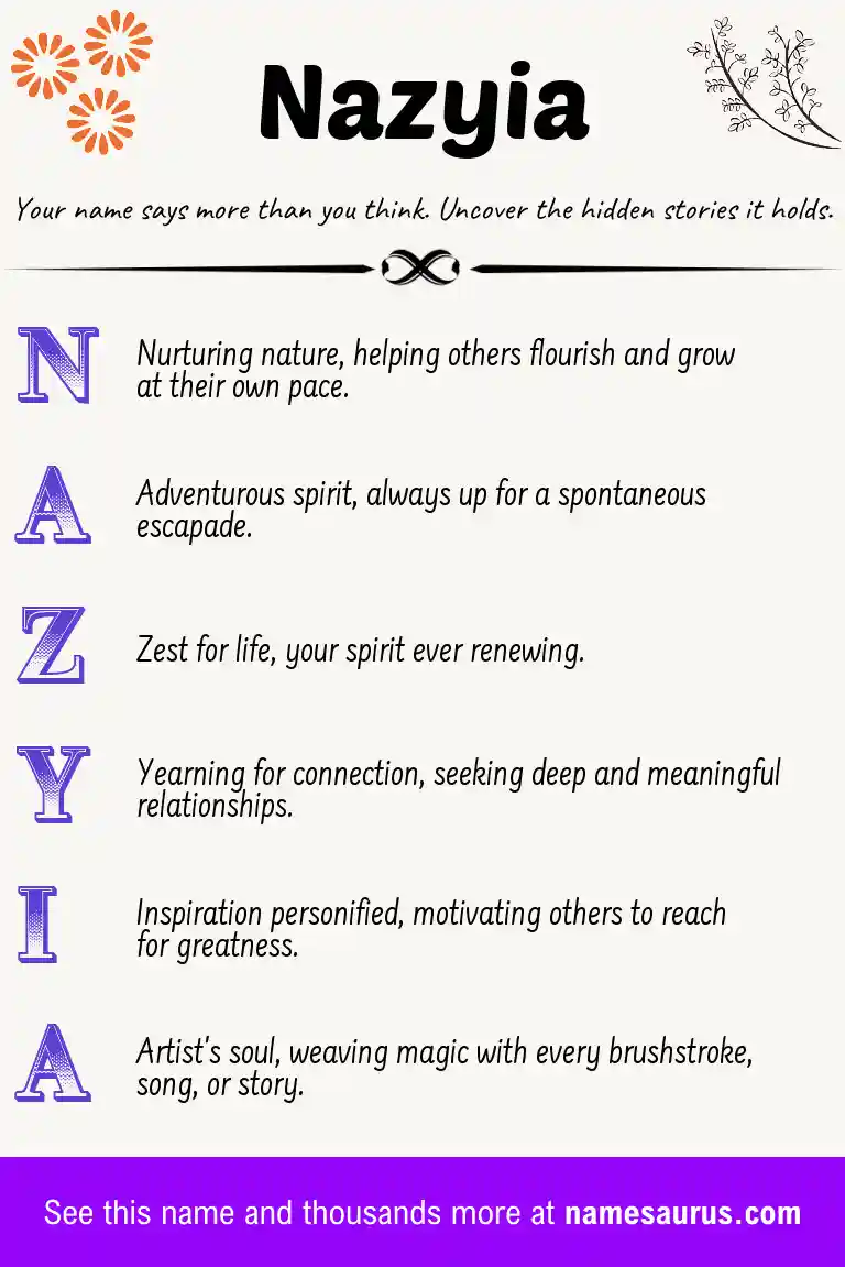 Acrostic poem about Nazyia.