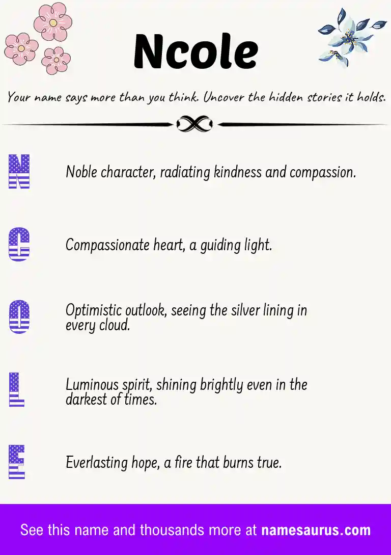 Acrostic poem about Ncole.