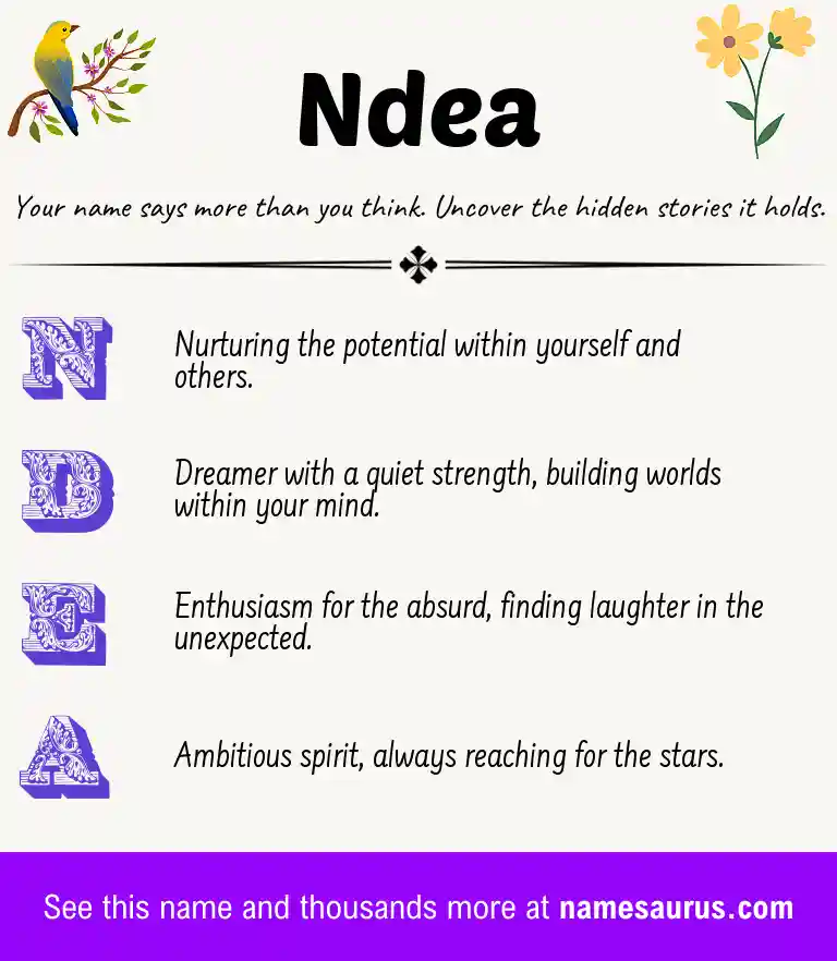 Acrostic poem about Ndea.