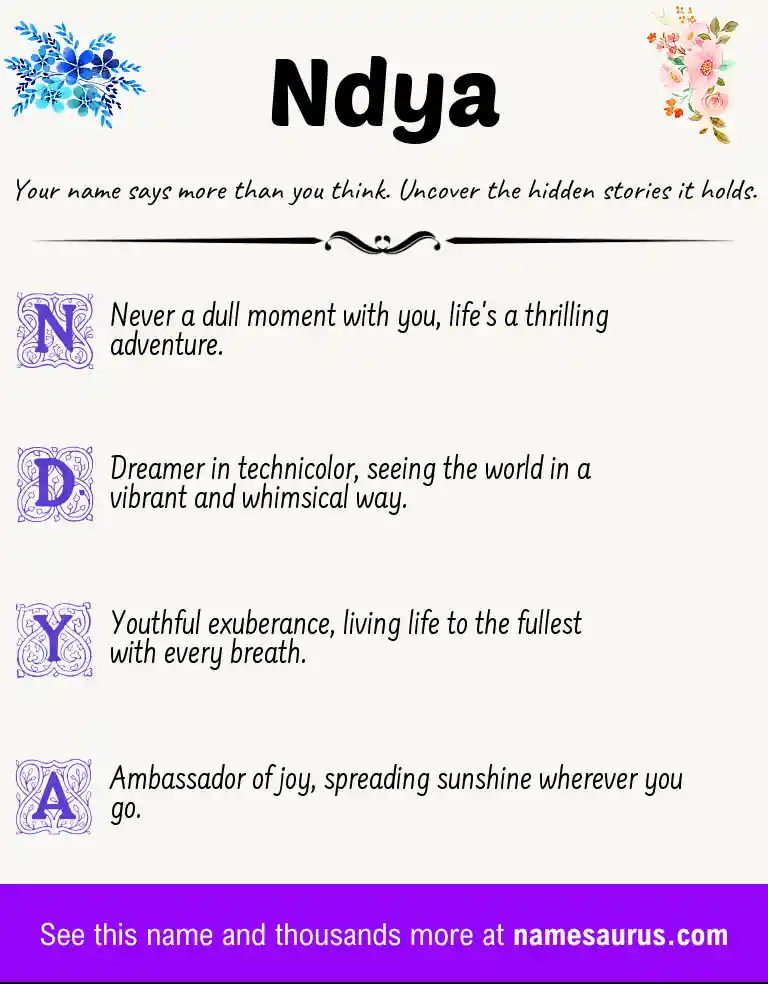 Acrostic poem about Ndya.