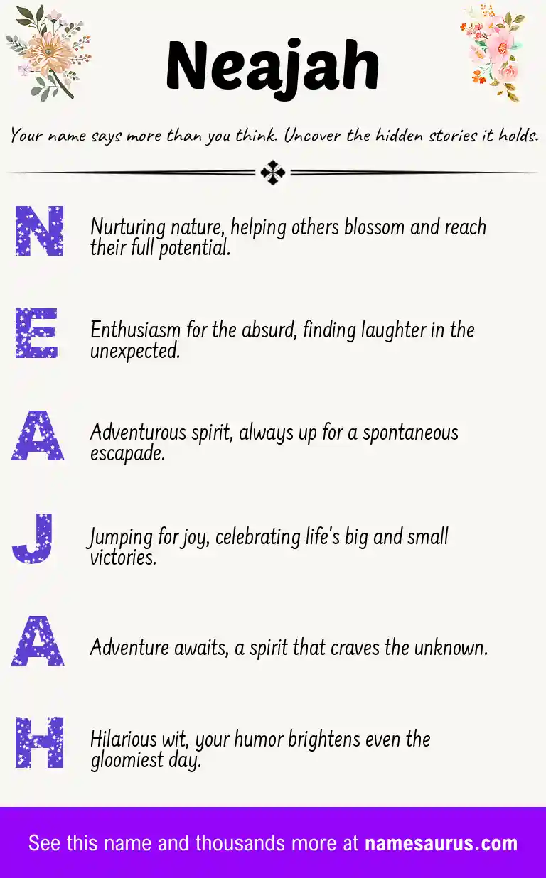 Acrostic poem about Neajah.