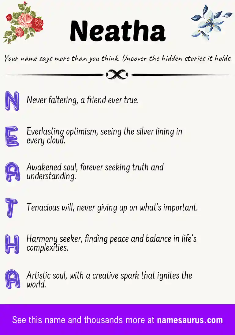 Acrostic poem about Neatha.
