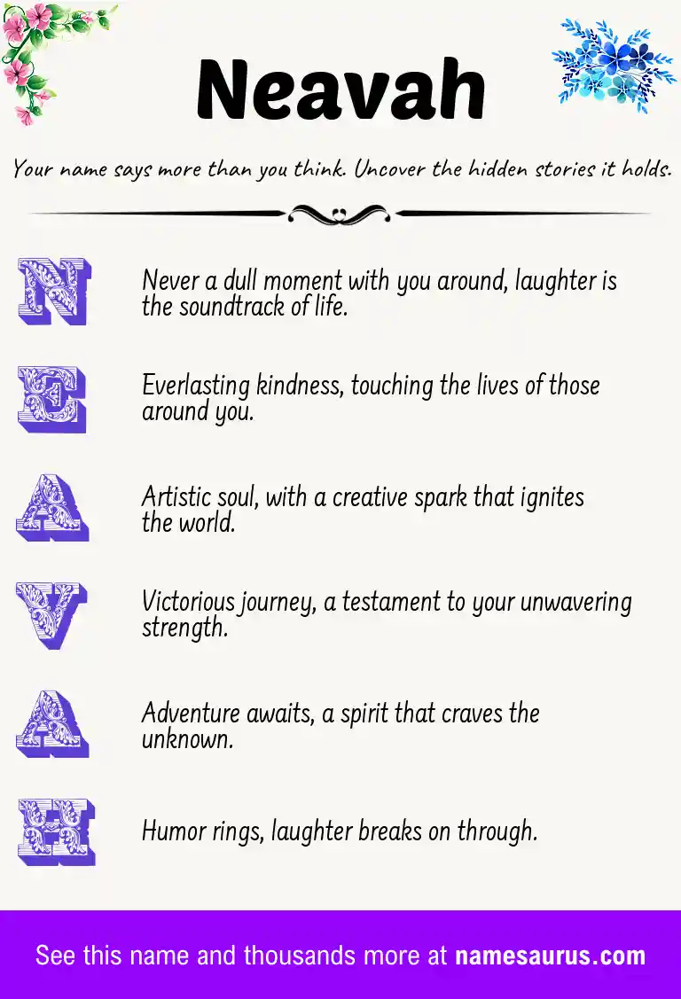 Acrostic poem about Neavah.