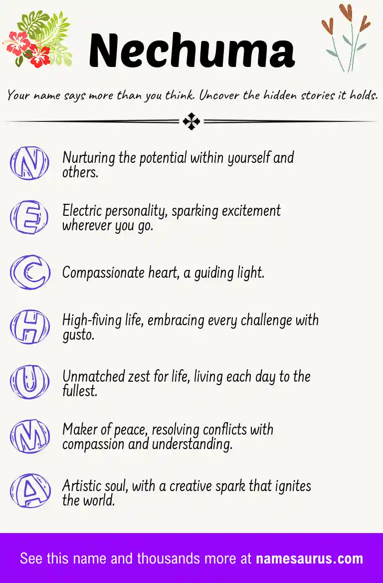 Acrostic poem about Nechuma.