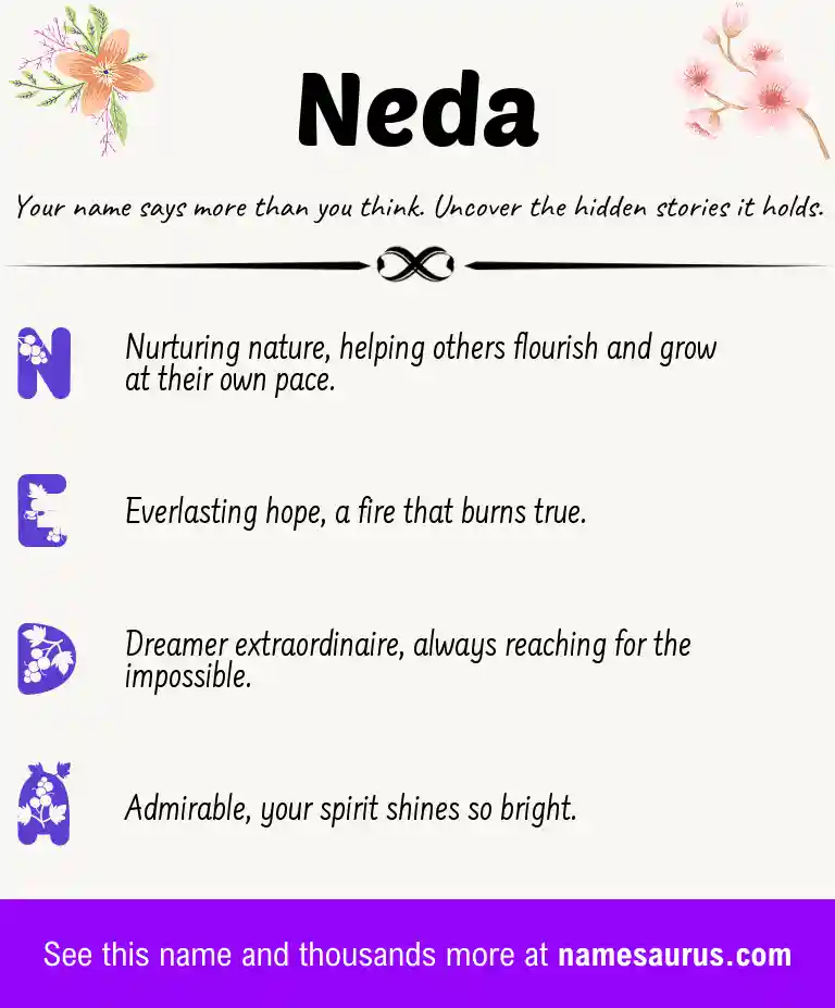 Acrostic poem about Neda.