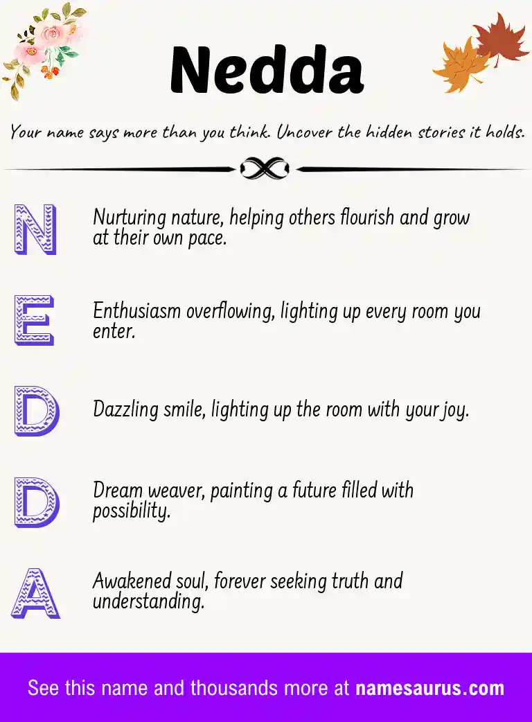 Acrostic poem about Nedda.