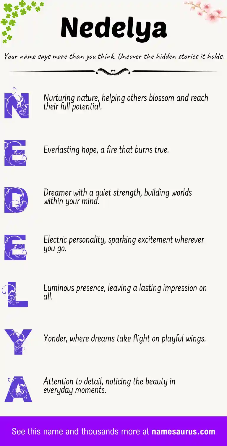Acrostic poem about Nedelya.