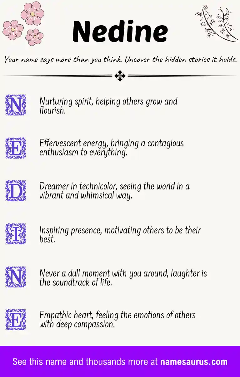 Acrostic poem about Nedine.