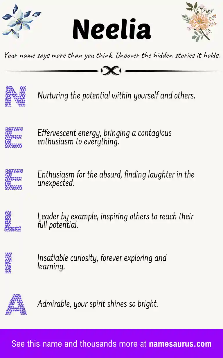 Acrostic poem about Neelia.