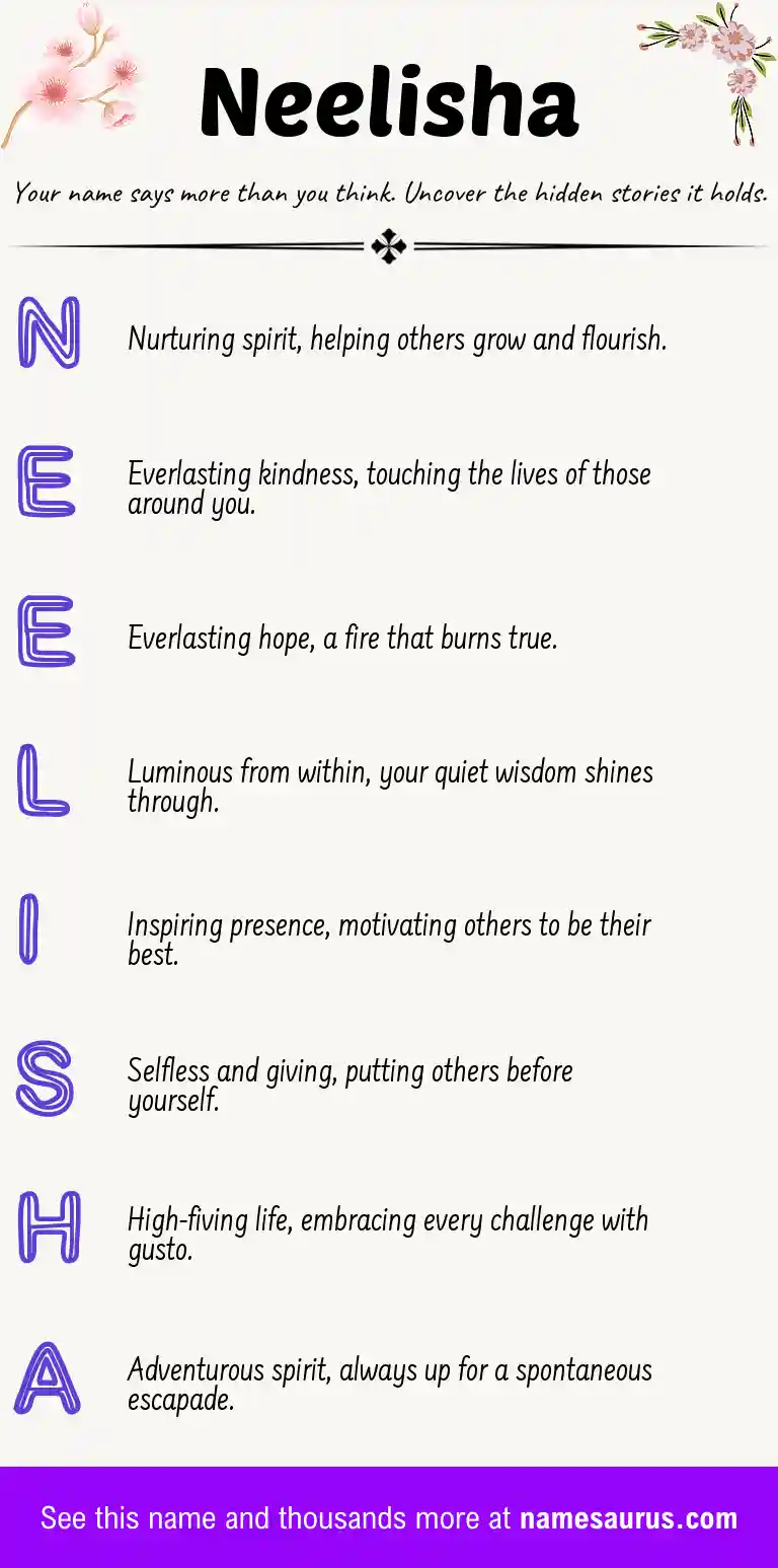 Acrostic poem about Neelisha.