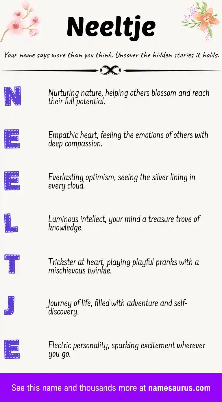 Acrostic poem about Neeltje.