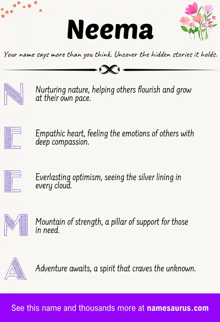 Acrostic poem about Neema.