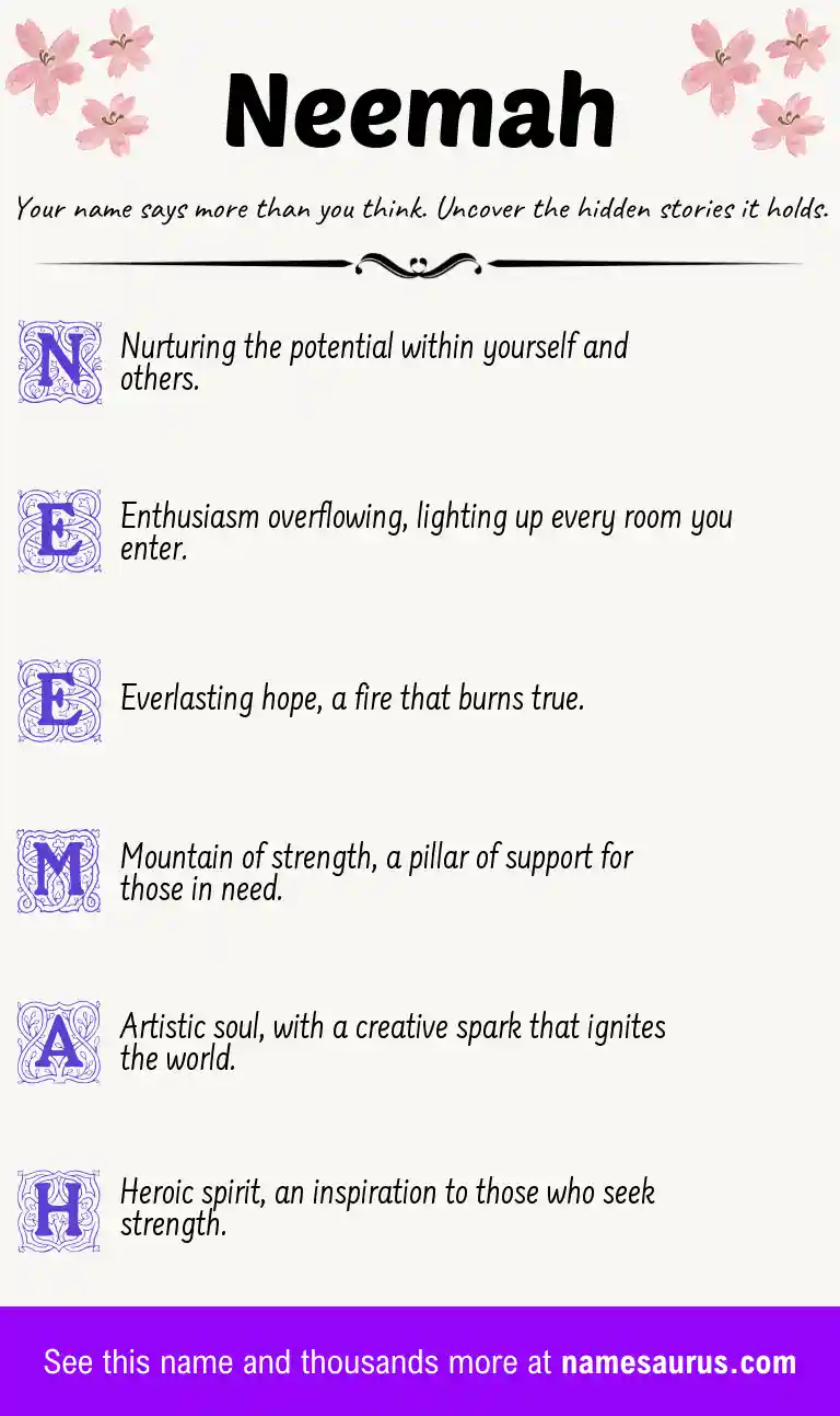 Acrostic poem about Neemah.
