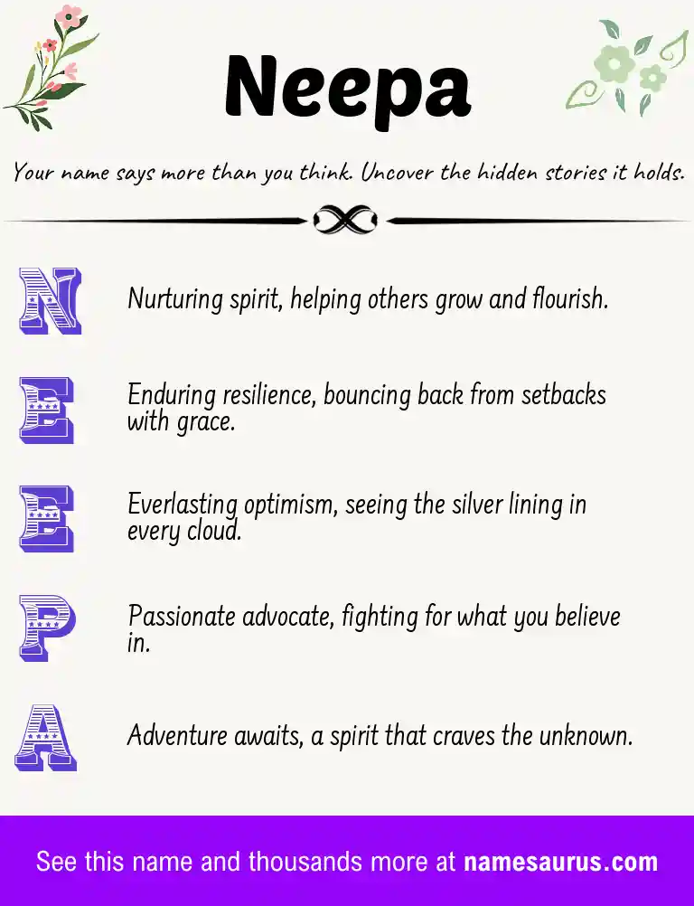 Acrostic poem about Neepa.