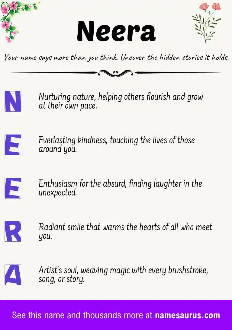 Acrostic poem about Neera.