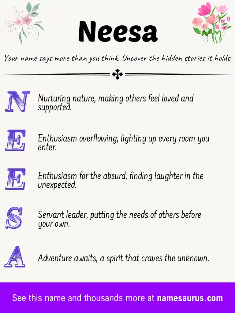 Acrostic poem about Neesa.