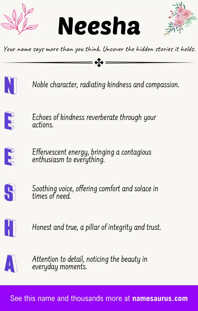 Acrostic poem about Neesha.