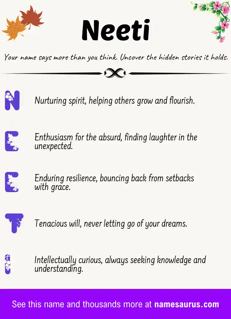 Acrostic poem about Neeti.