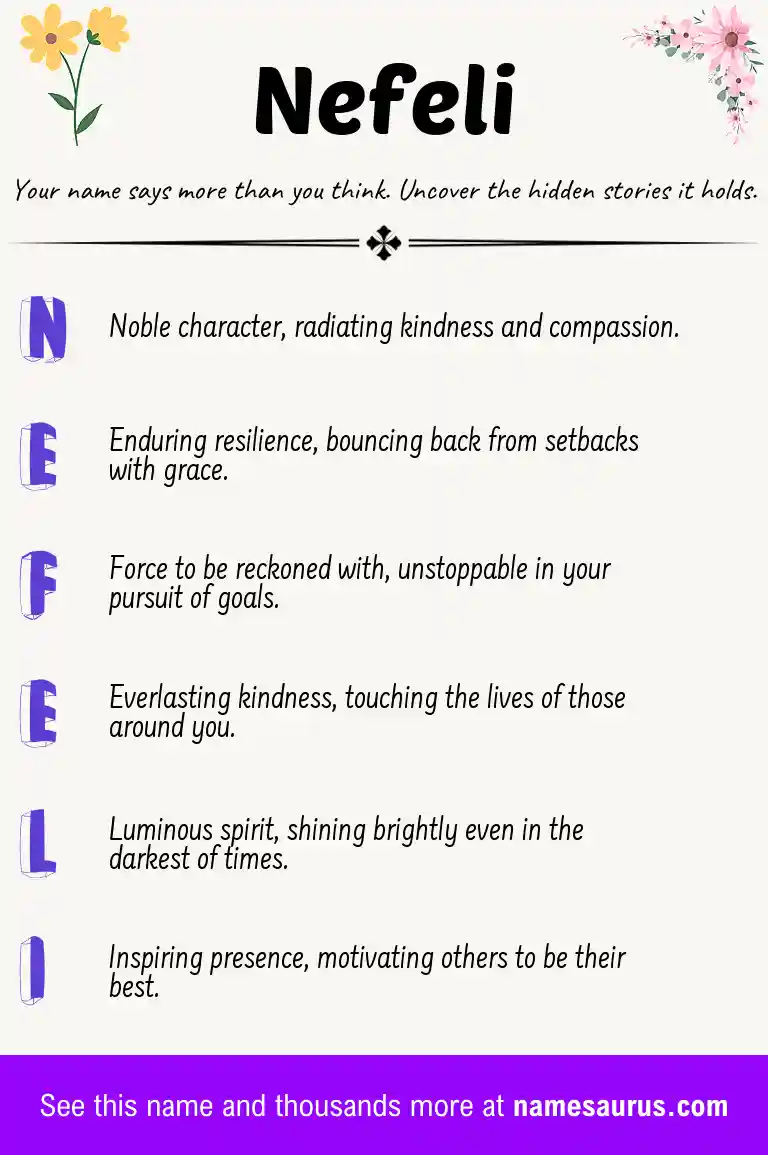 Acrostic poem about Nefeli.