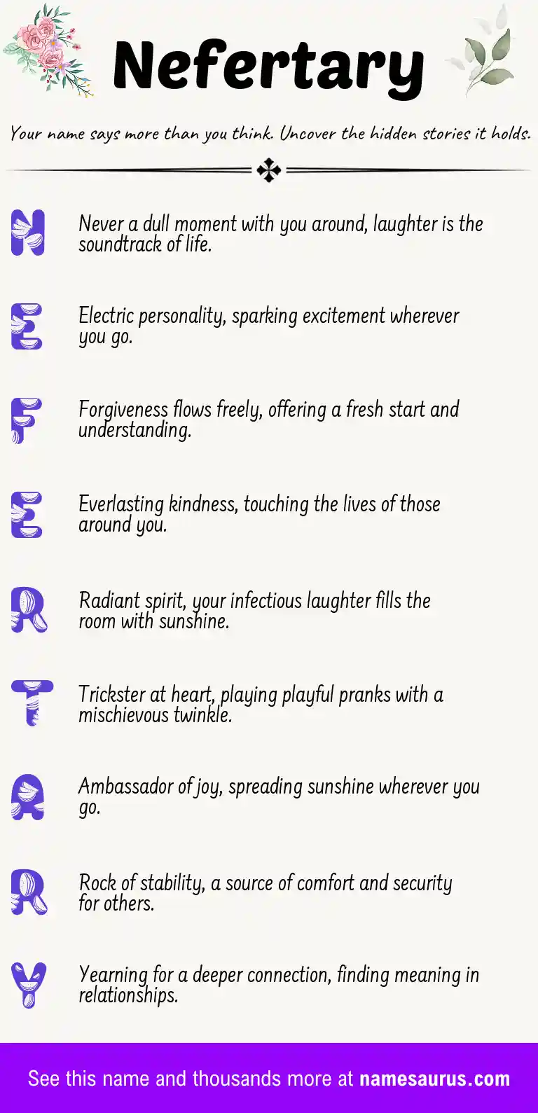 Acrostic poem about Nefertary.