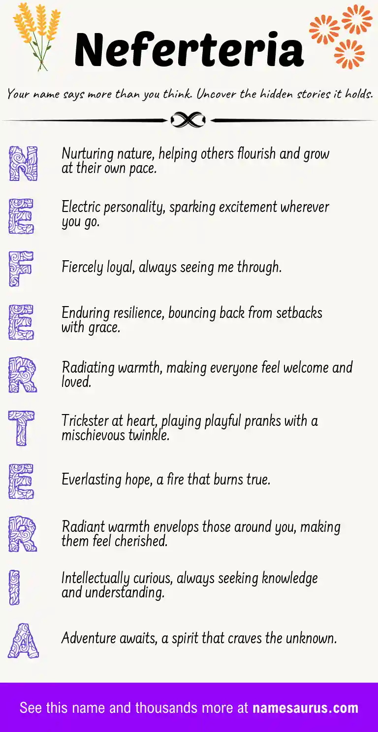 Acrostic poem about Neferteria.