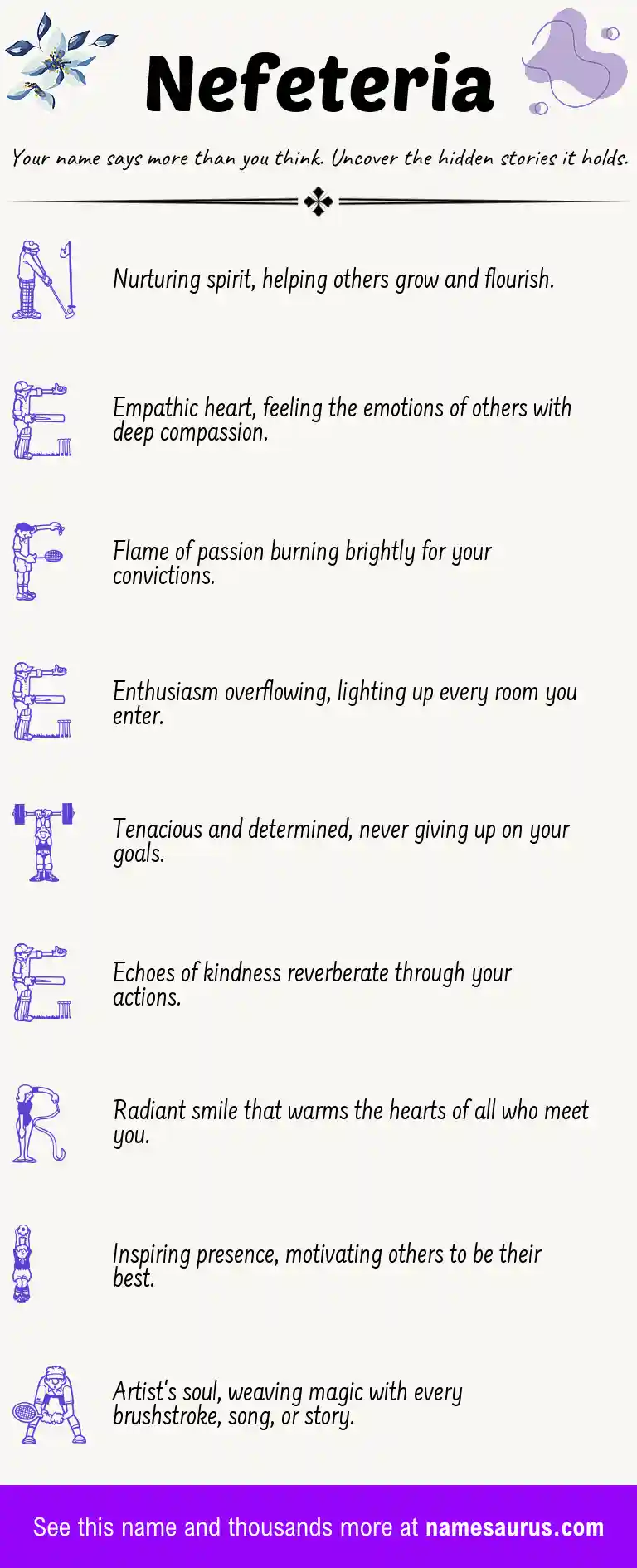 Acrostic poem about Nefeteria.