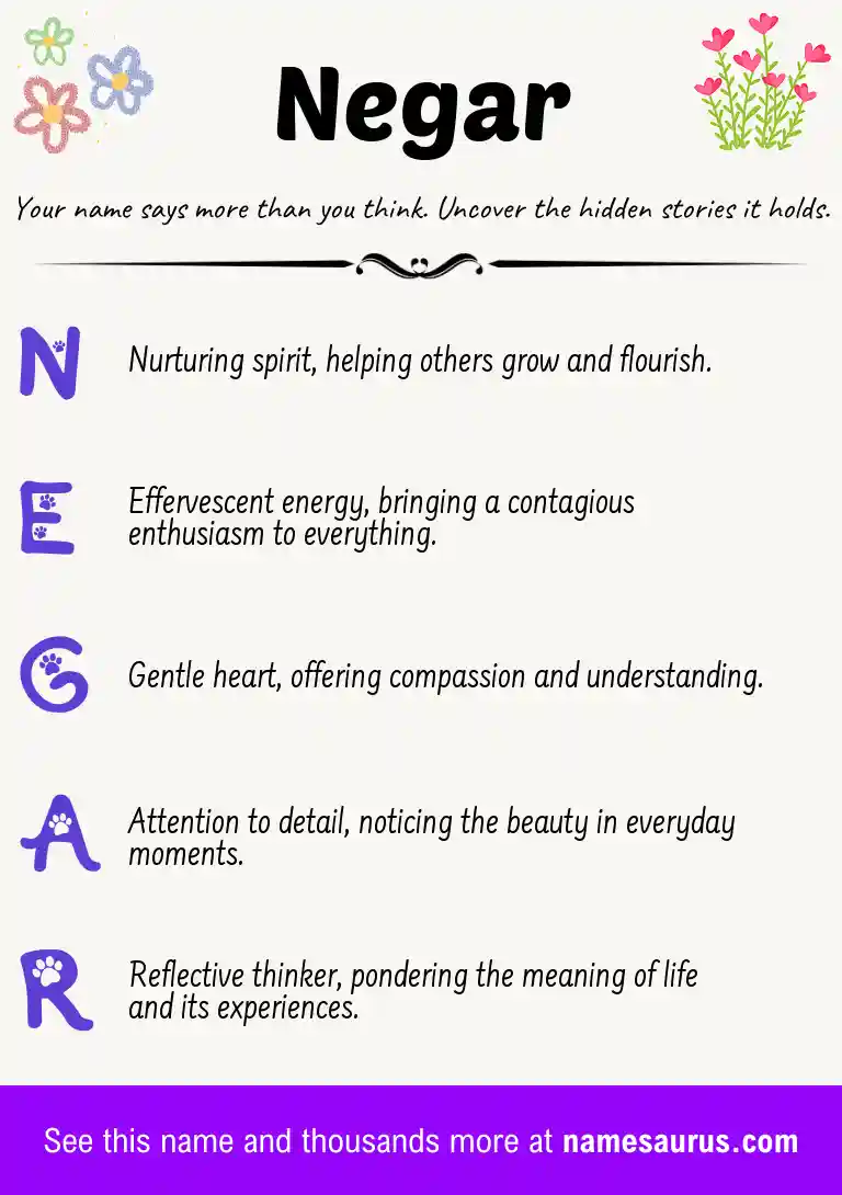 Acrostic poem about Negar.