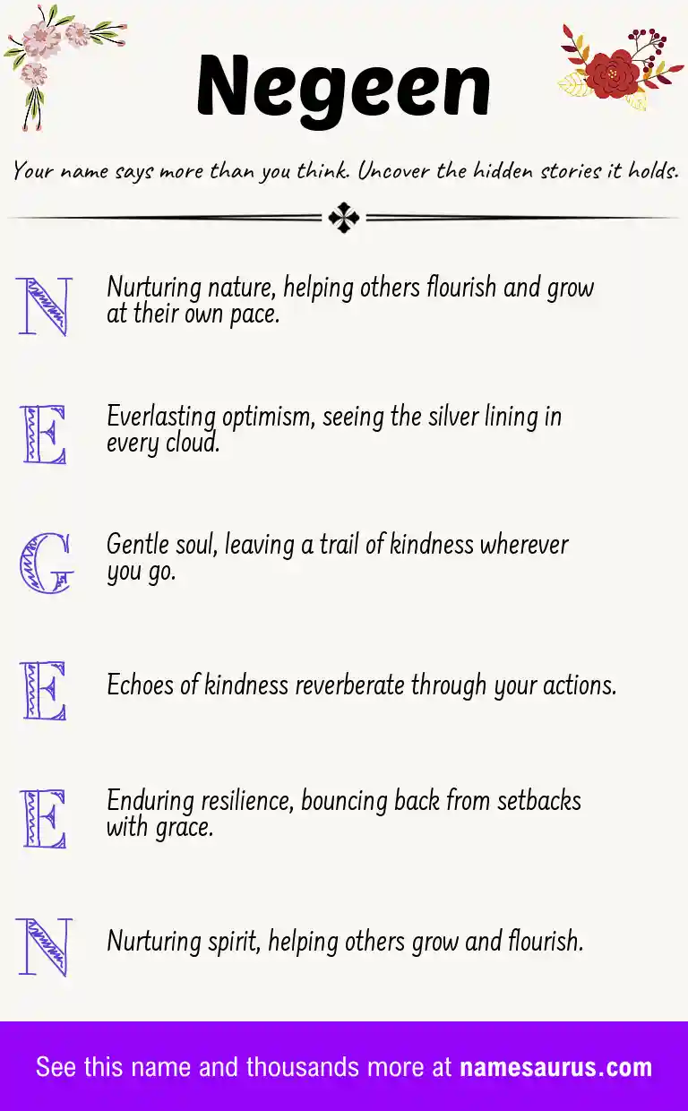 Acrostic poem about Negeen.