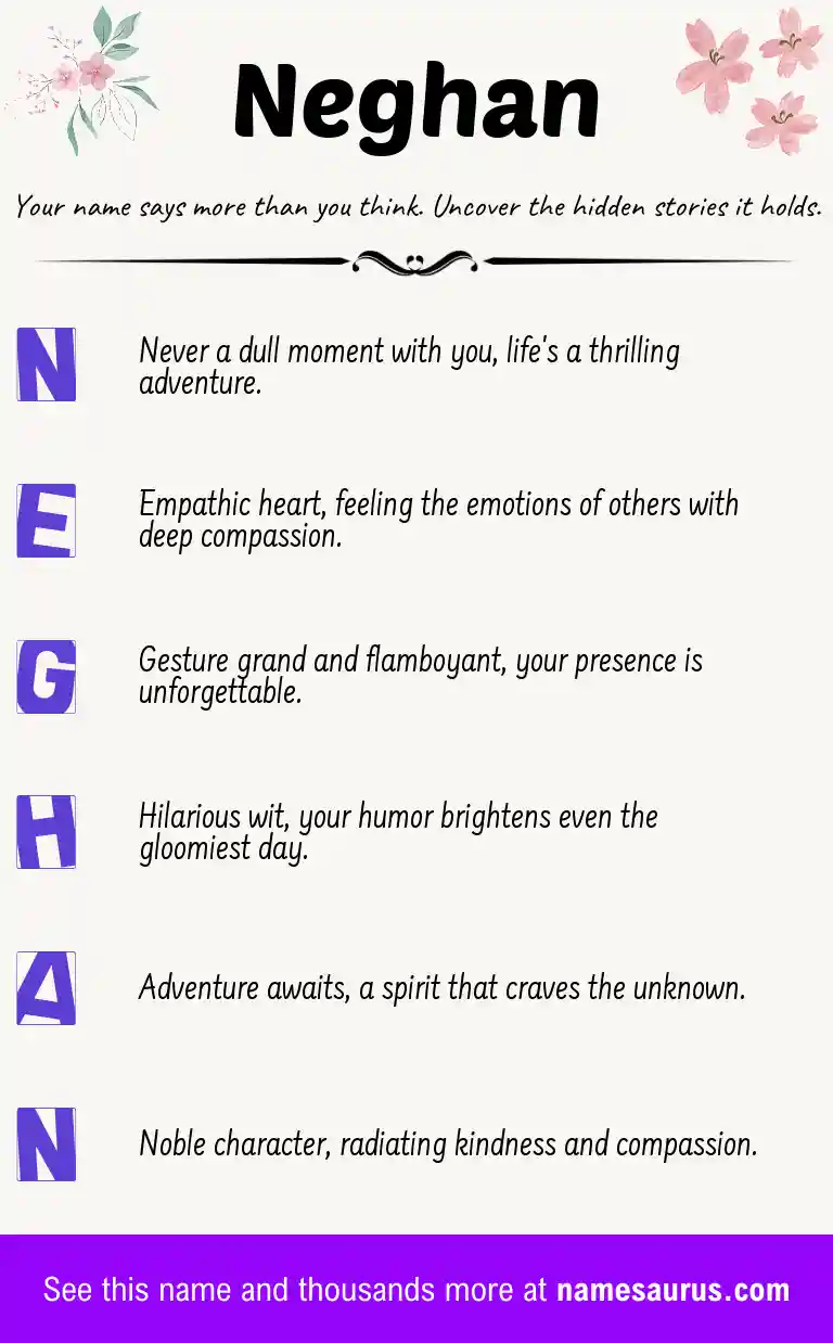 Acrostic poem about Neghan.