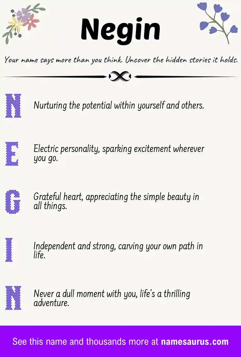 Acrostic poem about Negin.