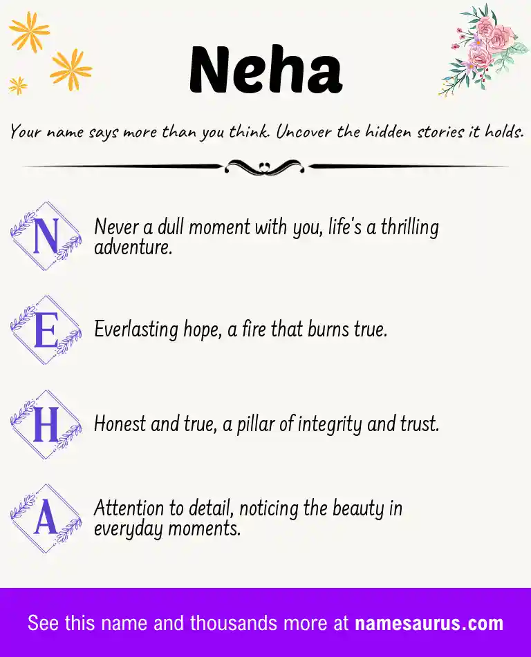 Acrostic poem about Neha.