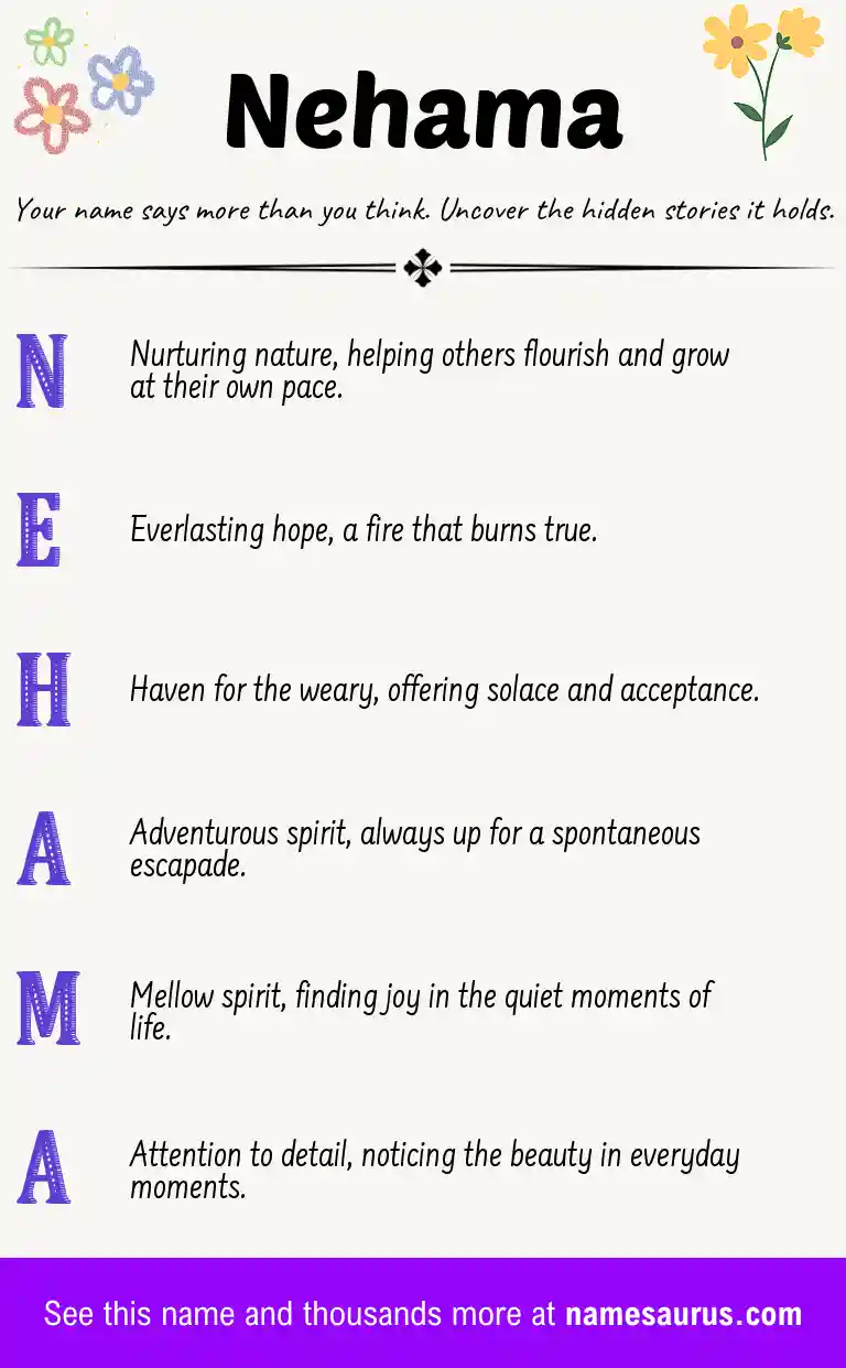 Acrostic poem about Nehama.