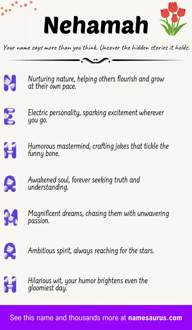 Acrostic poem about Nehamah.